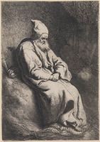 KG 03947
<br/>
Kluizenaar in een grot (St. Franciscus?)
<br/>
<em>Lievens, Jan (1607-1674)</em>